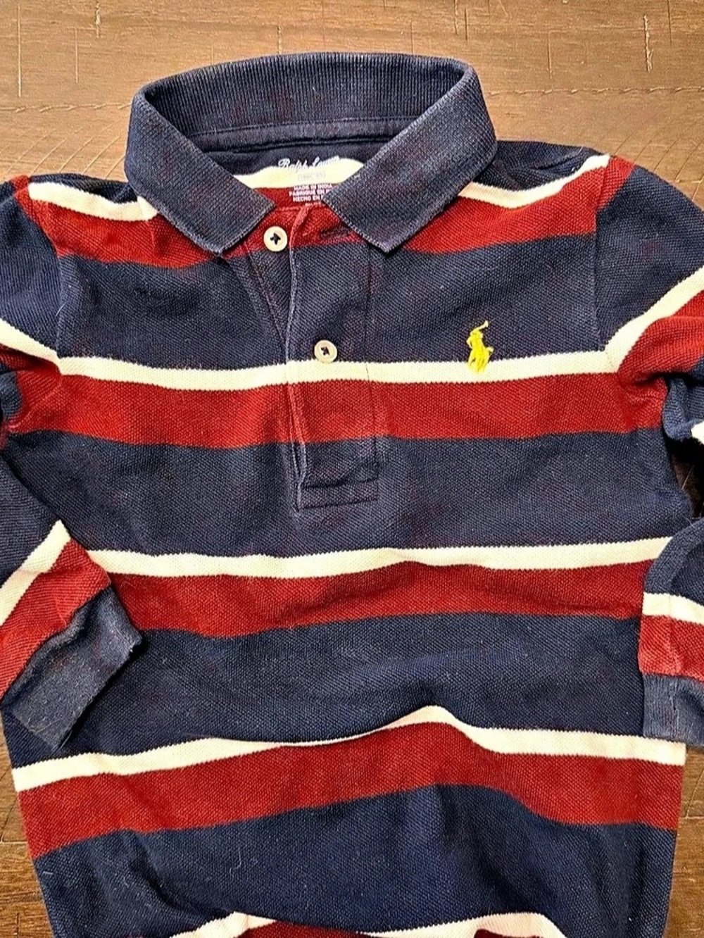 Ralph Lauren Striped Cotton Jersey Rugby Coverall Blue & Red Baby 18M